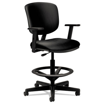 HON® Volt Series Leather Adjustable Task Stool, Supports Up To 275 Lb, 22.88" To 32.38" Seat Height, Black freeshipping - TVN Wholesale